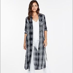Express Navy & White Plaid Duster